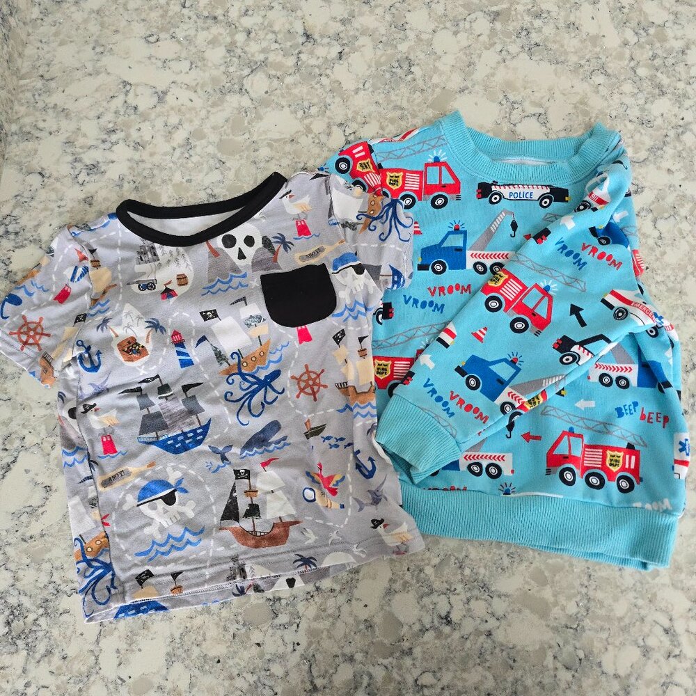 Little Sleepies | 18-24 Months | Pirates T-Shirt, To The Rescue Crewneck